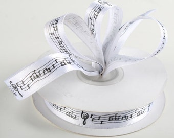 Wide Music Note Ribbon Music Notes Ribbon, Wired Edge, Musical Clef Note Ribbon, Christmas ...