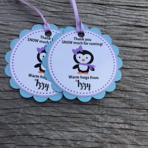 Winter Penguin Favor Tags, Winter Wonderland Favor Tags, Winter Onederland