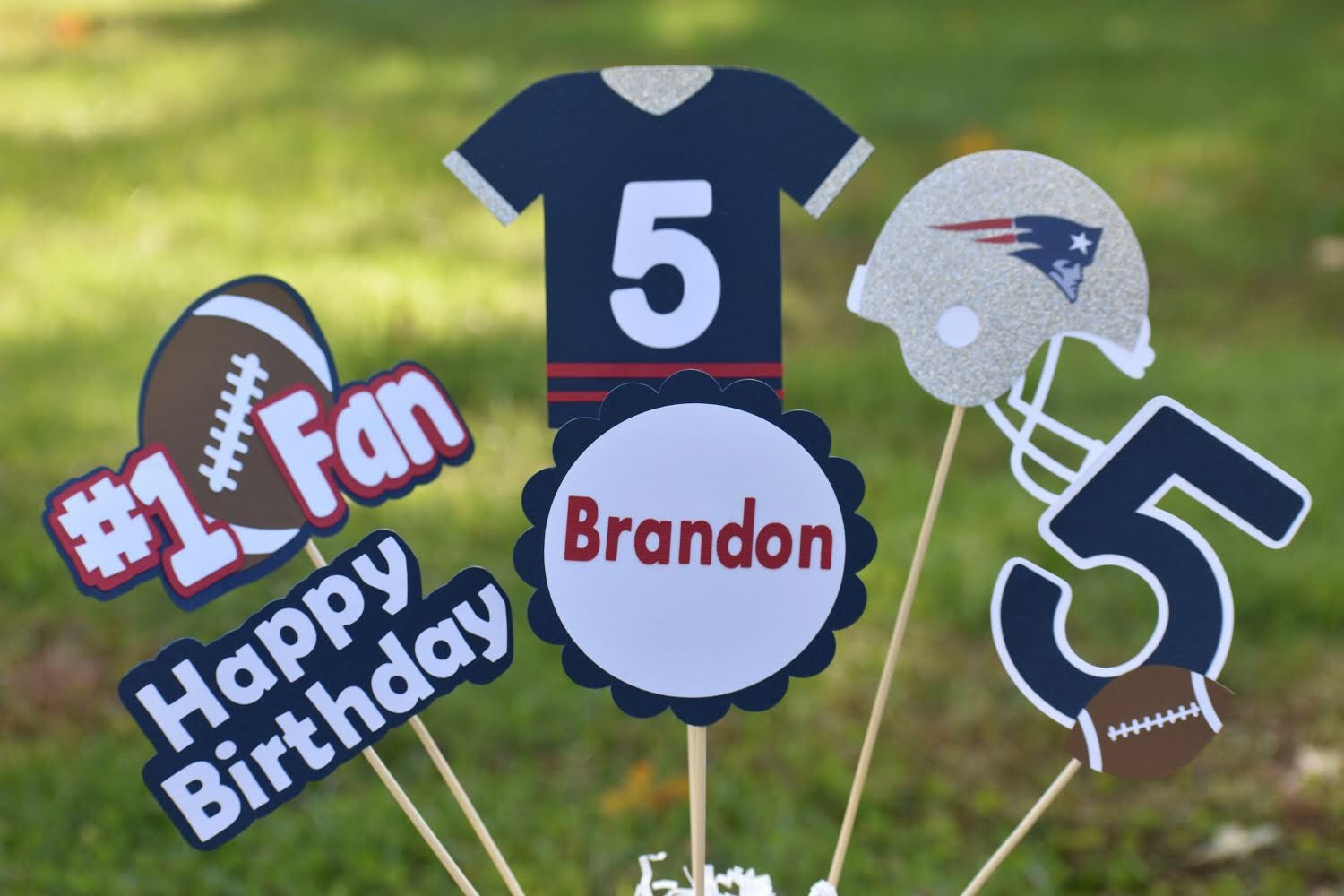 6 piece Football Centerpiece Set Football Party Football Birthday Sports Centerpiece Sports Birthday Party New England