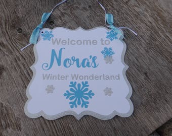 Winter Wonderland Welcome Sign, Winter Wonderland Door Sign, Snowflake Welcome Sign, Frozen Decorations, Winter Onderland Party