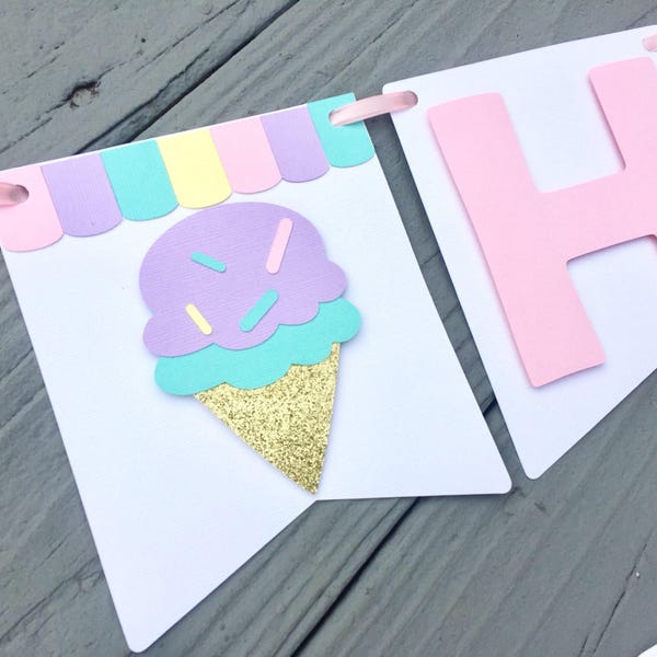 Ice Cream Banner, Ice Cream Happy Birthday Banner, Ice Cream Party Decorations, Sweet Shoppe Party Theme