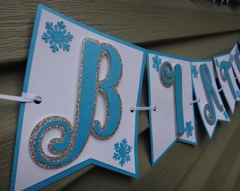 Winter Wonderland Banner, Winter Onderland Banner, Snow Flake Banner, Frozen Banner. Frozen Decorations,