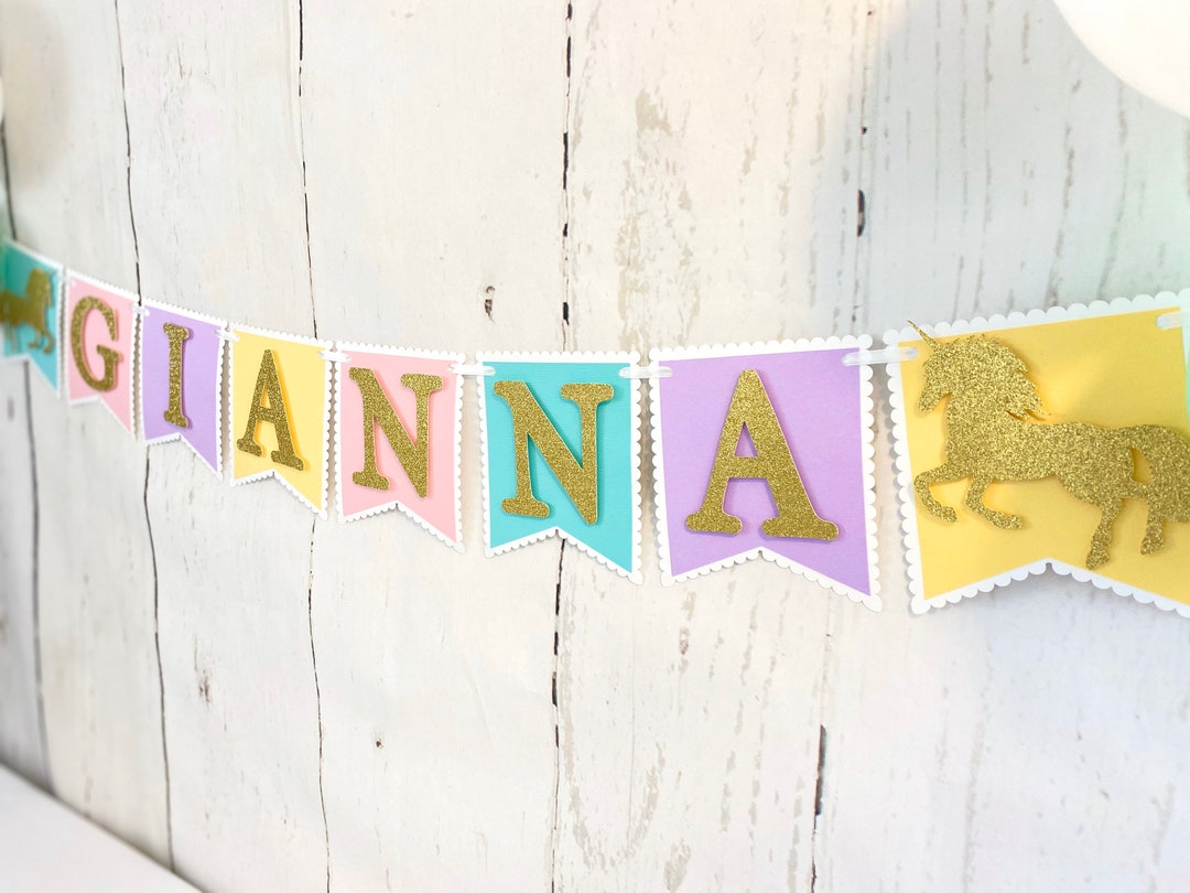 Unicorn Name Banner, Unicorn Banner, Unicorn Party Decorations, Gold ...