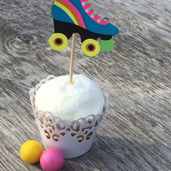 Roller Skate Cupcake Toppers, Roller Skating Party, Skate Cupcake Toppers, Skating Party Decor