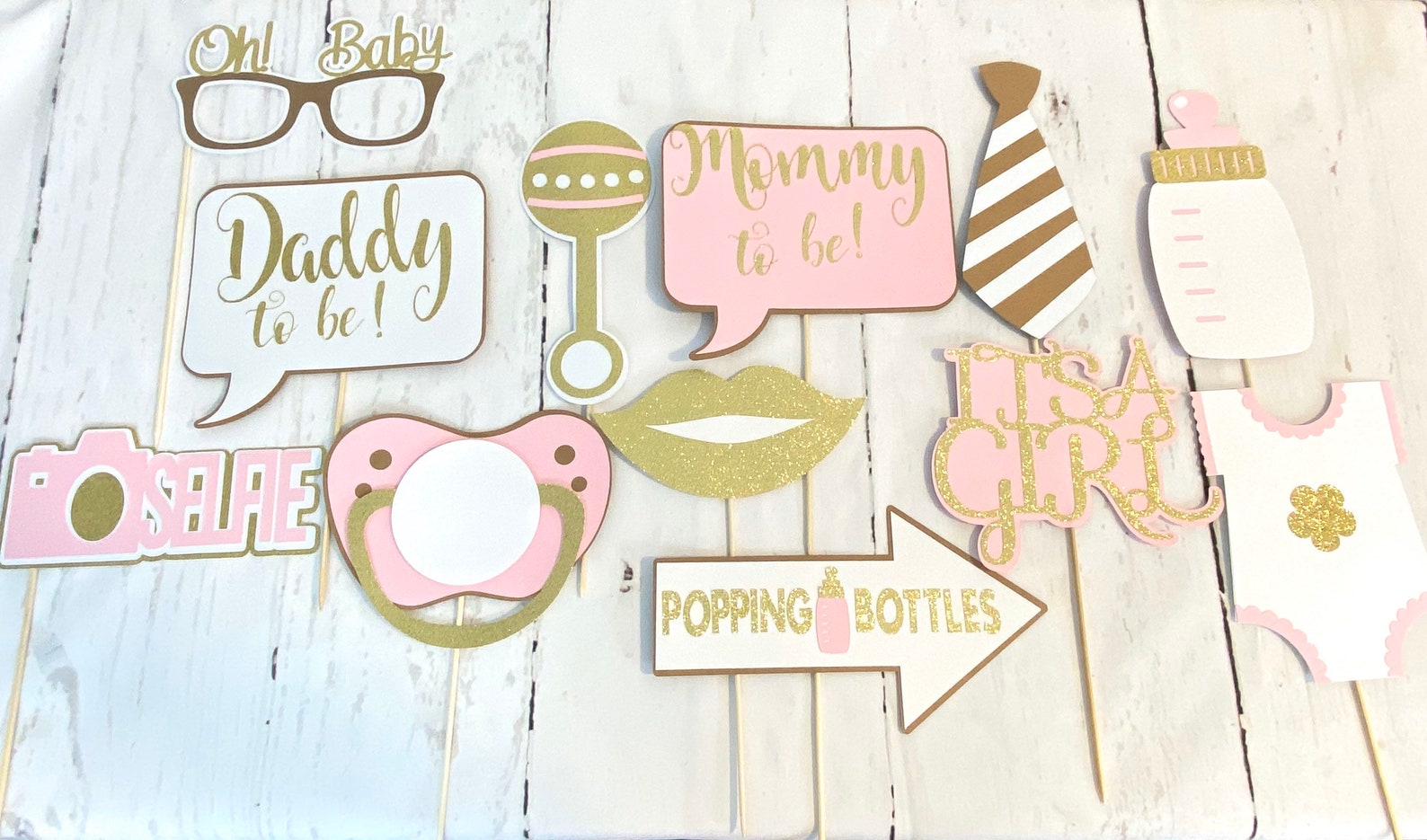 Baby Shower Photo Booth Props Oh Baby Photo Booth Props Gold - Etsy
