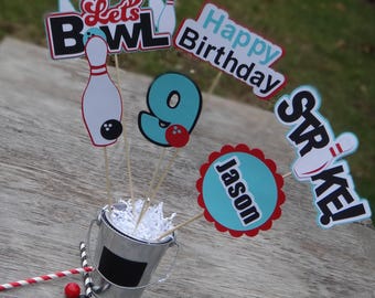 6 Piece Bowling Centerpiece Stick Set, Bowling Centerpiece, Bowling Party, Bowling Birthday