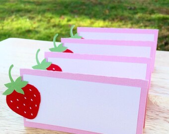 Strawberry Food Tent Cards, Strawberry Place Cards, Strawberry Shortcake Food Tent Cards, Strawberry Birthday, Strawberry Party,