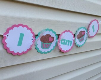 Cupcake Banner, Cupcake High Chair Banner, Cupcake Party,  Cupcake First Birthday, Cupcake Theme