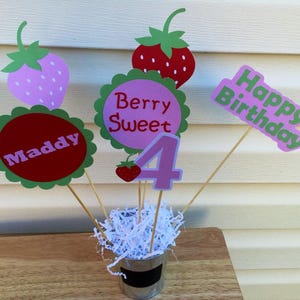 Strawberry Centerpiece Set, Strawberry Shortcake Centerpiece Sticks, Strawberry Party Theme, Strawberry Party, Strawberry Birthday