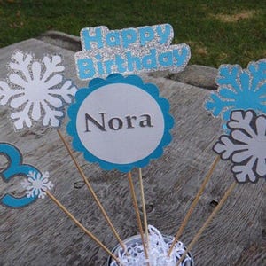 Paquete para fiesta de invierno mágico, decoración de Frozen, invierno mágico, primer cumpleaños, pancarta de Frozen, pancarta de copos de nieve imagen 6