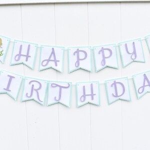Mermaid Banner, Mermaid Happy Birthday Banner, Under the Sea Banner, Mermaid Party, Little Mermaid, purple, teal, gold image 6