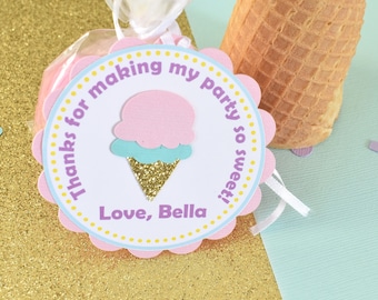 Ice Cream Party Favor Tags, Ice Cream Thank You Tags, Ice Cream Party, Sweet Shoppe Party, Ice cream Birthday