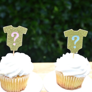 Gender reveal cupcake toppers, boy or girl cupcake toppers, he or she cupcake toppers, Gender reveal party, Gender reveal decorations,