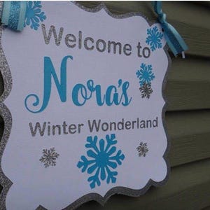 Paquete para fiesta de invierno mágico, decoración de Frozen, invierno mágico, primer cumpleaños, pancarta de Frozen, pancarta de copos de nieve imagen 5