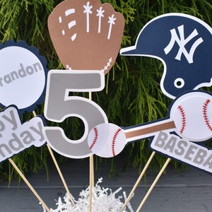 6 piece Baseball Centerpiece Set, Baseball Party Decor, Sports Centerpiece, Yankees Party Decorations