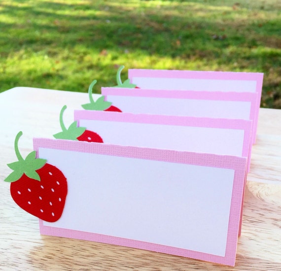 12 Strawberry Shortcake Themed Party Placecards/Food tents/Food labels
