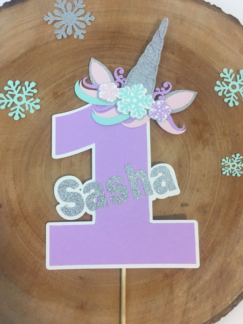 Unicorn Centerpiece, Winter Unicorn, Snowflake Centerpiece, Winter Wonderland Centerpiece, Unicorn Party Decoration image 9