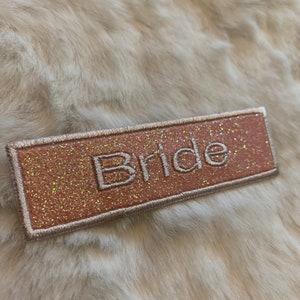 Pink glitter Bride iron on patch