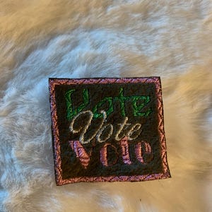 Kamala Harris | Vote Vote Vote | pink and green vote design Embroidered Patches