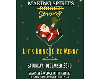Making Spirits Strong, Christmas Party, Birthday Invite, Canva Template (Digital Download)