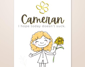 Tarjeta personalizada «Espero que hoy no sea un día difícil», arte mural, descarga digital instantánea, imprimible