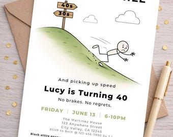 En la flor de la vida (30, 40, 50 años) - Divertida invitación de cumpleaños para adultos, invitación sarcástica para fiesta de cumpleaños, plantilla de Canva - Versión para móvil e impresión