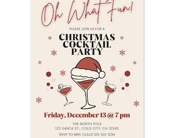Oh What Fun! Christmas Party Invitation, Holiday Invite, Canva Template (Digital Download)