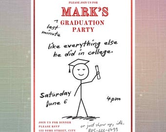 Funny Graduation Invitation Template, Sarcastic Grad Party Invite, Editable Canva Graduation Party Invite, Last Minute Graduation Party