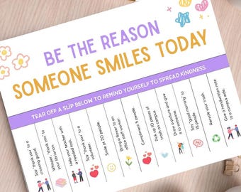 Acts of Kindness Tear Off Flyer, Good Deed, Therapy Door Office Teachers, Students, School Counselors, Daily Affirmation