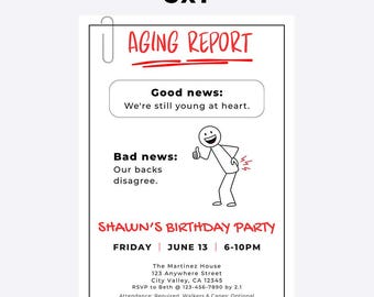 Funny Adult Birthday Invitation | Sarcastic Bday Party, Canva Template for Mobile & Print (Digital Download) 30s 40s 50s 60s 70s Party