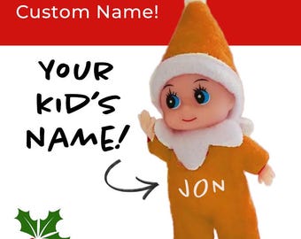 Mini elfo personalizado: Esconde a un bebé elfo, recuerdo navideño con nombre personalizado, 7 colores, ideal para rellenar calcetines, regalo de adopción de elfo para niños