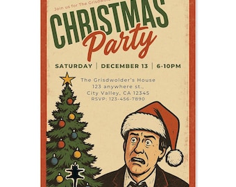 Christmas Party Invitation, Holiday Vacation Invite, Canva Template (Digital Download)