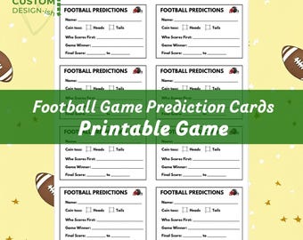 Football Game Prediction Cards, Printable Party Game Activity (Digital Download) Easy Game Day Print and Cut Game