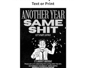 Editable Adult Birthday Invitation | Funny Bday Invite, Text Message or Printable - Canva Template Instant Download