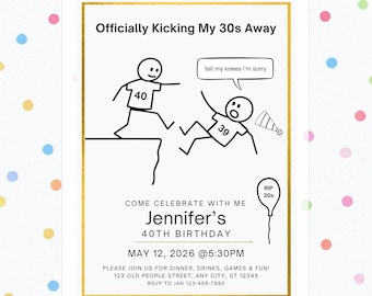Funny Milestone Birthday Invitation | Sarcastic Adult Party, Canva Template (Digital Download) 30th, 40th, 50th Bday Invite