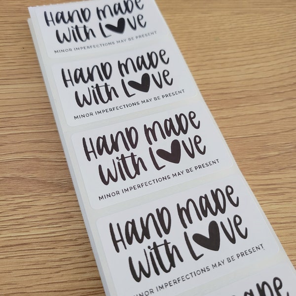 Small Business - Hand Made with Love - Minor Imperfections May be Present - Stickers for Packaging - Fast Shipping Handmade 2.25" x 1.25"