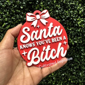 Le Père Noël sait que vous avez été un garce décoration de Noël fichier 3D STL - Facile à imprimer Bambu 3MF - Licence commerciale