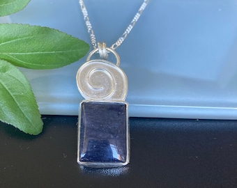 Blue Quartz Gemstone Pendant with 18” Chain