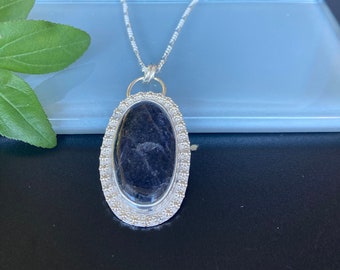 Blue Quartz Gemstone Pendant with 18” Chain