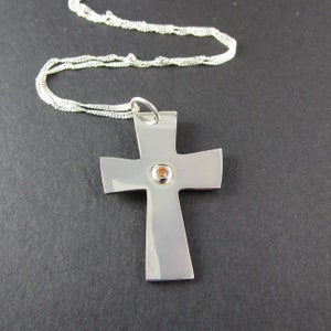 Sterling Silver Cross Pendant with Cubic Zirconia