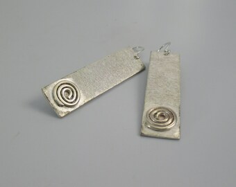 Sterling Silver Earrings, Geometric with Swirl