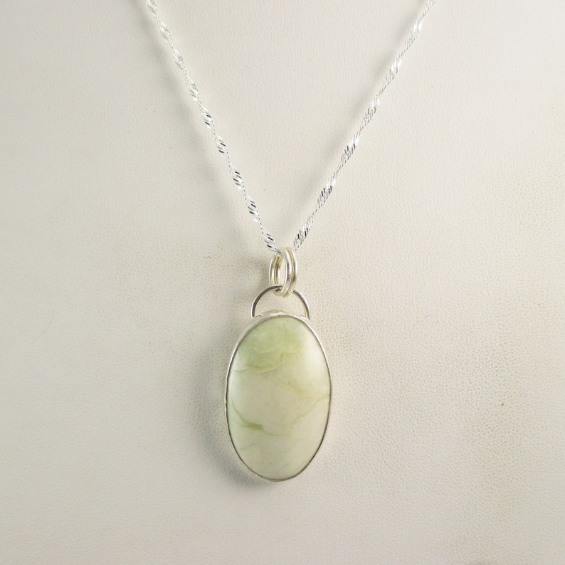 White Jade Gemstone Pendant with 18 inch Sterling Silver Chain image 2