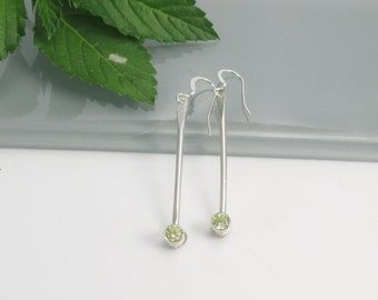 Sterling Silver Earrings with Peridot Cubic Zirconia