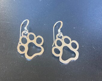Sterling Silver Dog Paw Earrings