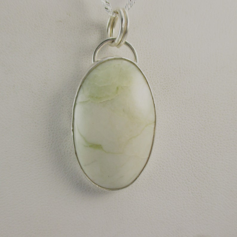 White Jade Gemstone Pendant with 18 inch Sterling Silver Chain image 3