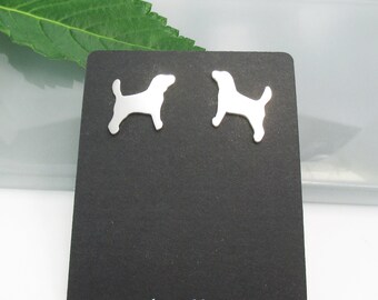 Dog Post Earrings, Sterling Silver, Hand Sawn