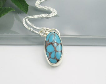 Turquoise Gemstone Pendant with 18 inch Sterling Silver Chain