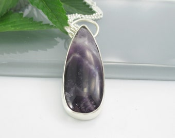 Amethyst Gemstone Pendant with 18 inch Sterling Silver Chain
