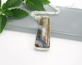 Stone Canyone Jasper Pendant Necklace with 18 inch Sterling Silver Chain