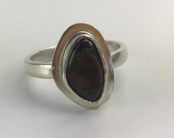Boulder Opal Ring, Sterling Silver, Size 10